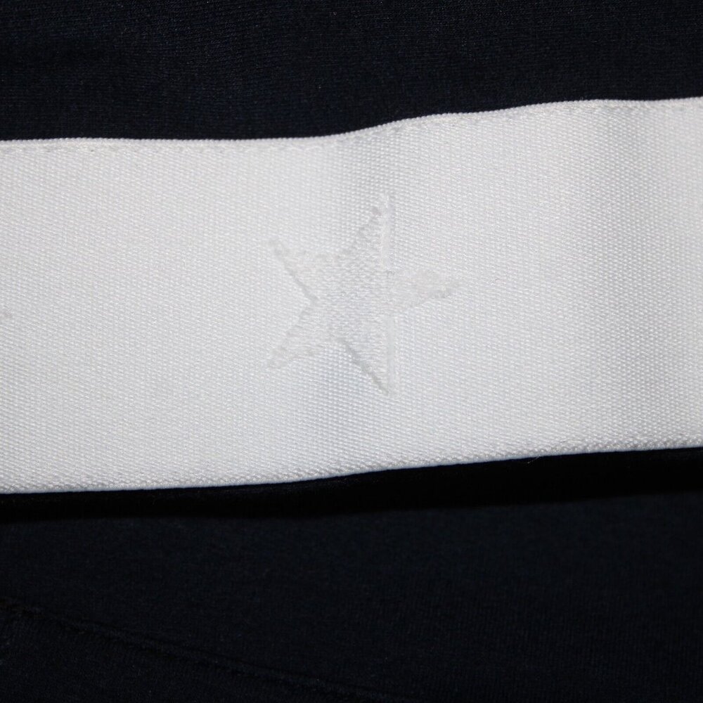 Monrow Sz S Navy White Stripe Embossed Stars Sleeve Cotton Blend Hooded Sweater - Picture 15 of 16